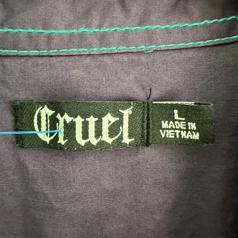 Cruel Snap Western Shirt Purple/Turquoise Shoulders, Stitch Long Sleeve Women L - Picture 5 of 8